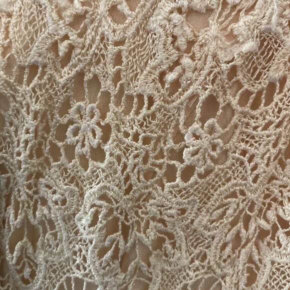 Vintage Marabou Cream Lace Beaded Vest Women’s Small  Festival Boho - Picture 4 of 7